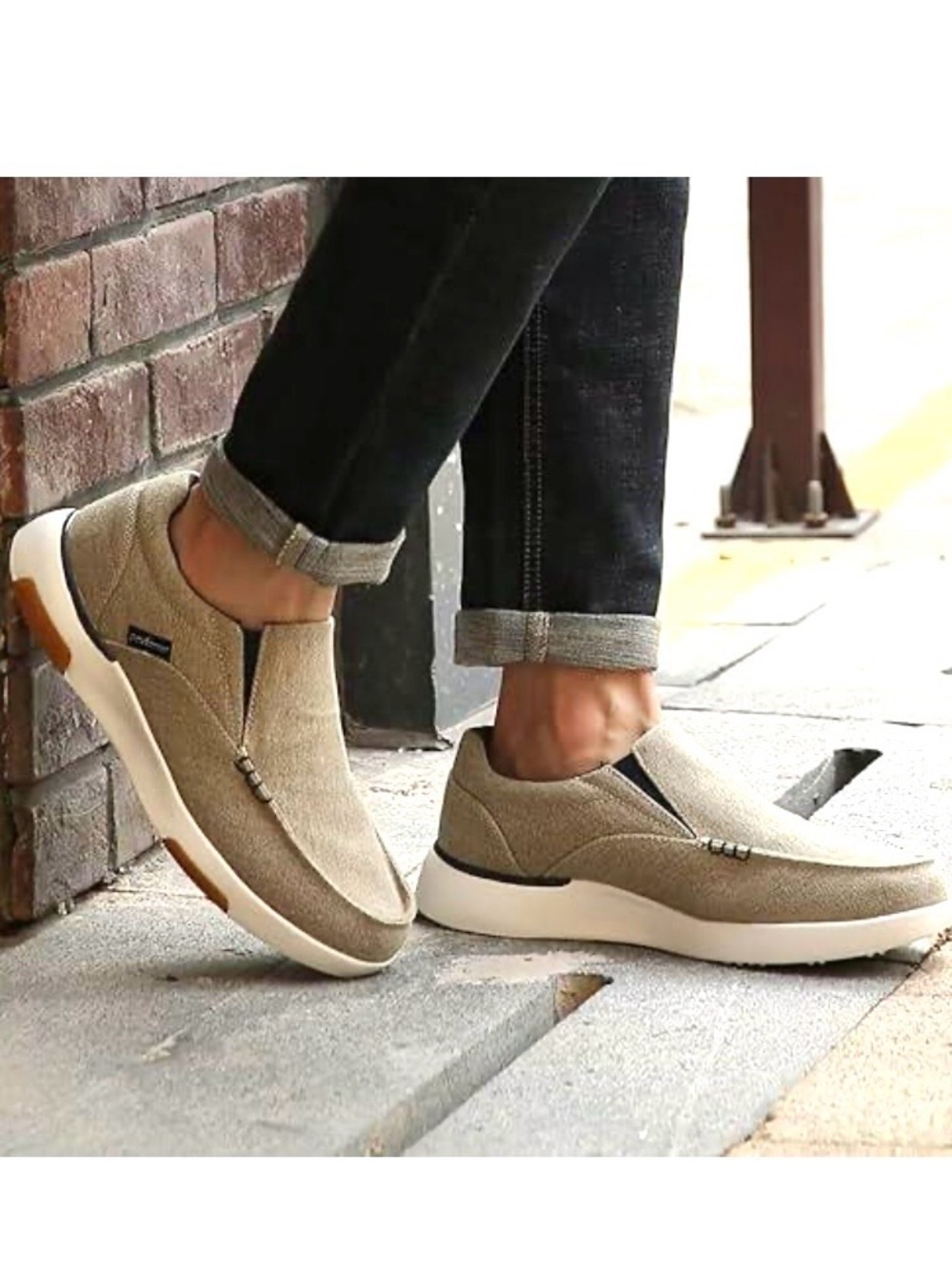MENS ORTHOCOMFOOT KHAKI SLIP ON ORTHOPEDIC COMFORT DECK BOAT SHOES NEW Sz12 EU46
